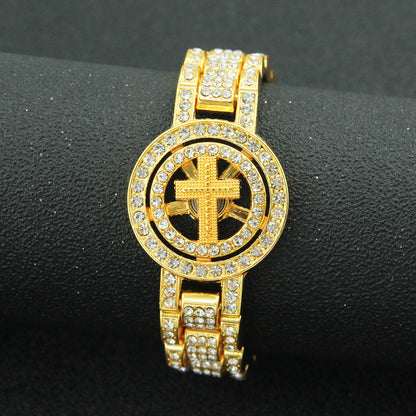 Hip-Hop Rotatable Cross Watch Bracelet
