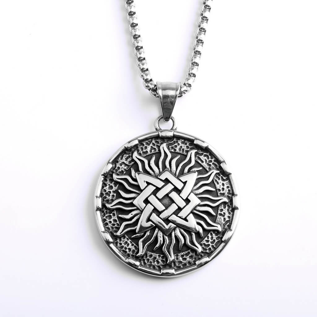 Vintage Stainless Steel Viking Slavic Medal Round Pendant Necklace for Men