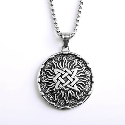 Vintage Stainless Steel Viking Slavic Medal Round Pendant Necklace for Men