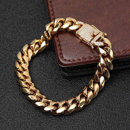 Men’s Stainless Steel Tight Cuban Link Bracelet, Hip Hop Fashion Wrist Jewelry