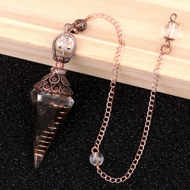 Ancient Red Seven-Colored Crystal Resin Spiritual Pendulum