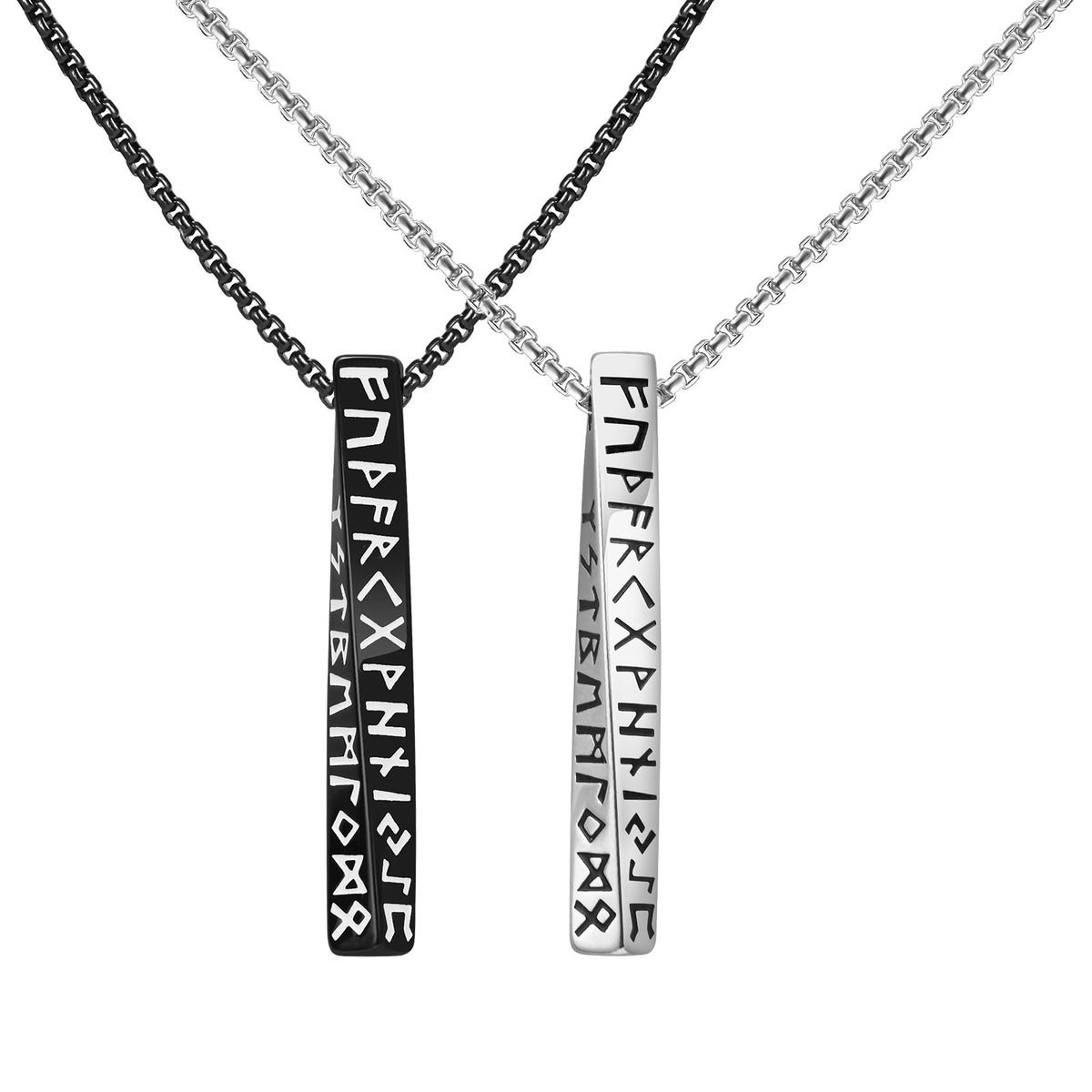 Men's Nordic Rune Vertical Bar Pendant Necklace