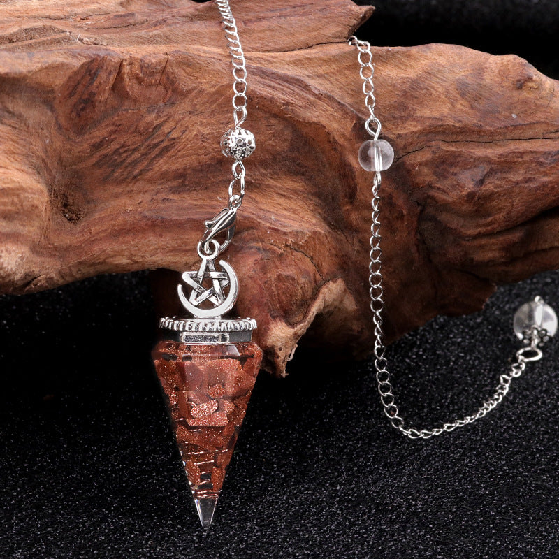 Star Moon Hexagonal Cone Crystal Resin Spirit Pendulum