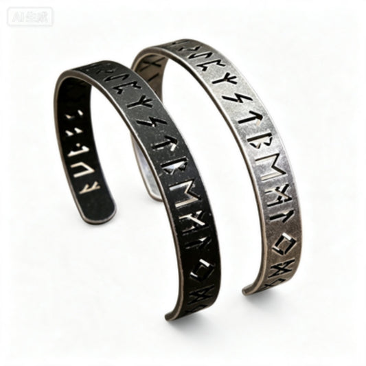 New Vintage Stainless Steel Men Bracelet, Retro European American Hollow Letter Character Open Cuff Jewelry
