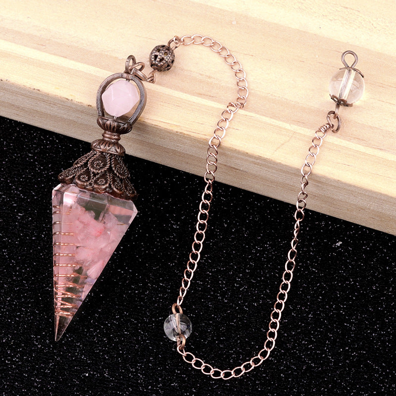 Ancient Red Seven-Colored Crystal Resin Spiritual Pendulum
