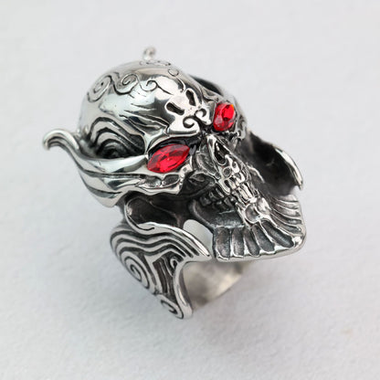 Vintage Stainless Steel Punk Hollow Skull Ring for Men