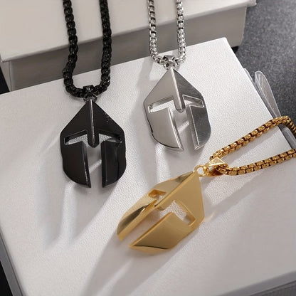 Men's Minimalist Spartan Helmet Pendant Necklace