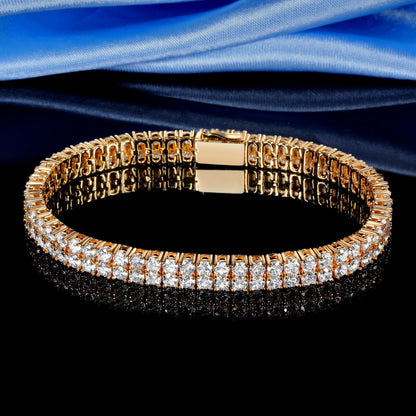Women&Men's 3mm Zircon-Encrusted Spring Clasp Double-Row Cuban Tennis Bracelet