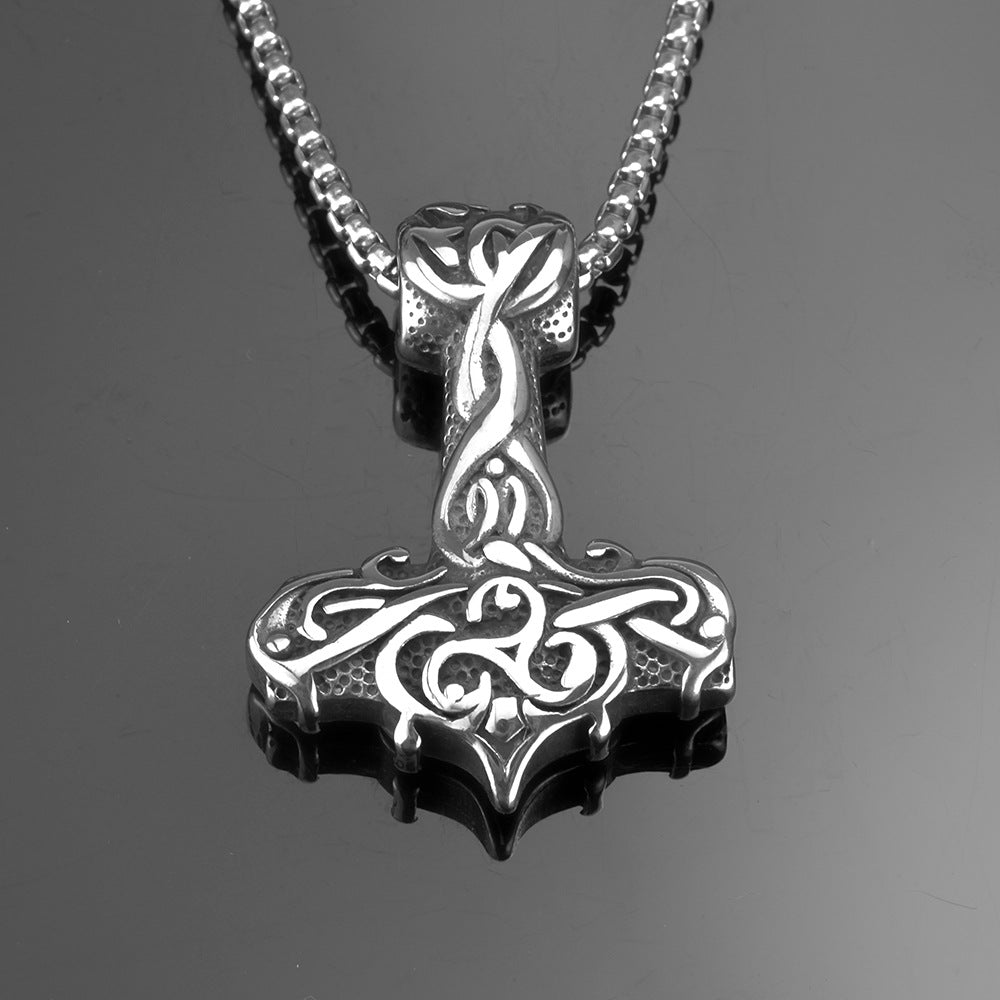 Men's Steel Mjolnir Pendant Necklace