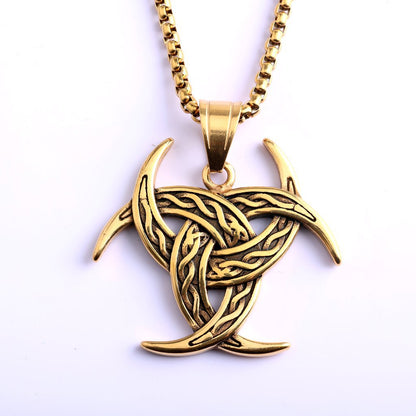 Vintage stainless steel single-sided Celtic knot men's necklace pendan