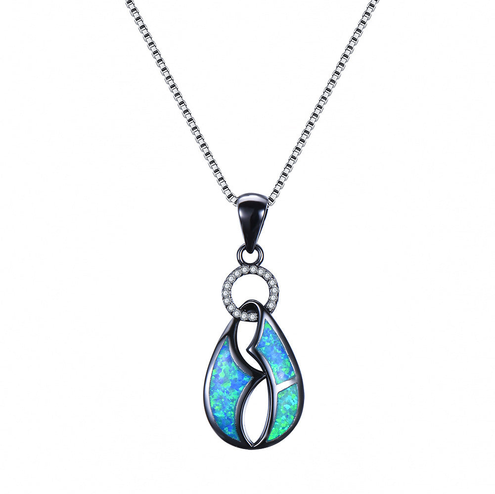 Opal single-ring pendant necklace
