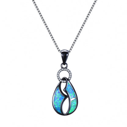 Opal single-ring pendant necklace