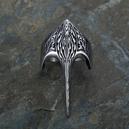 Vintage Stainless Steel Viking Defense Raven Pattern Ring for Men