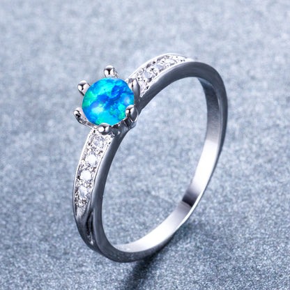 Women's Six Prong Opal ring with Zirconia