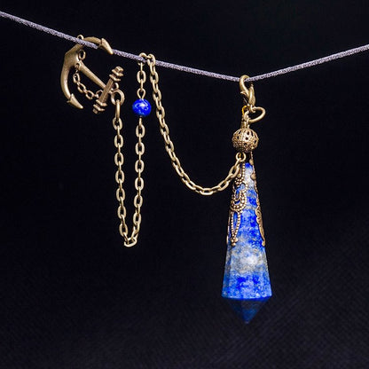 Vintage 12-Faceted Lapis Lazuli Retro Positive Pendulum