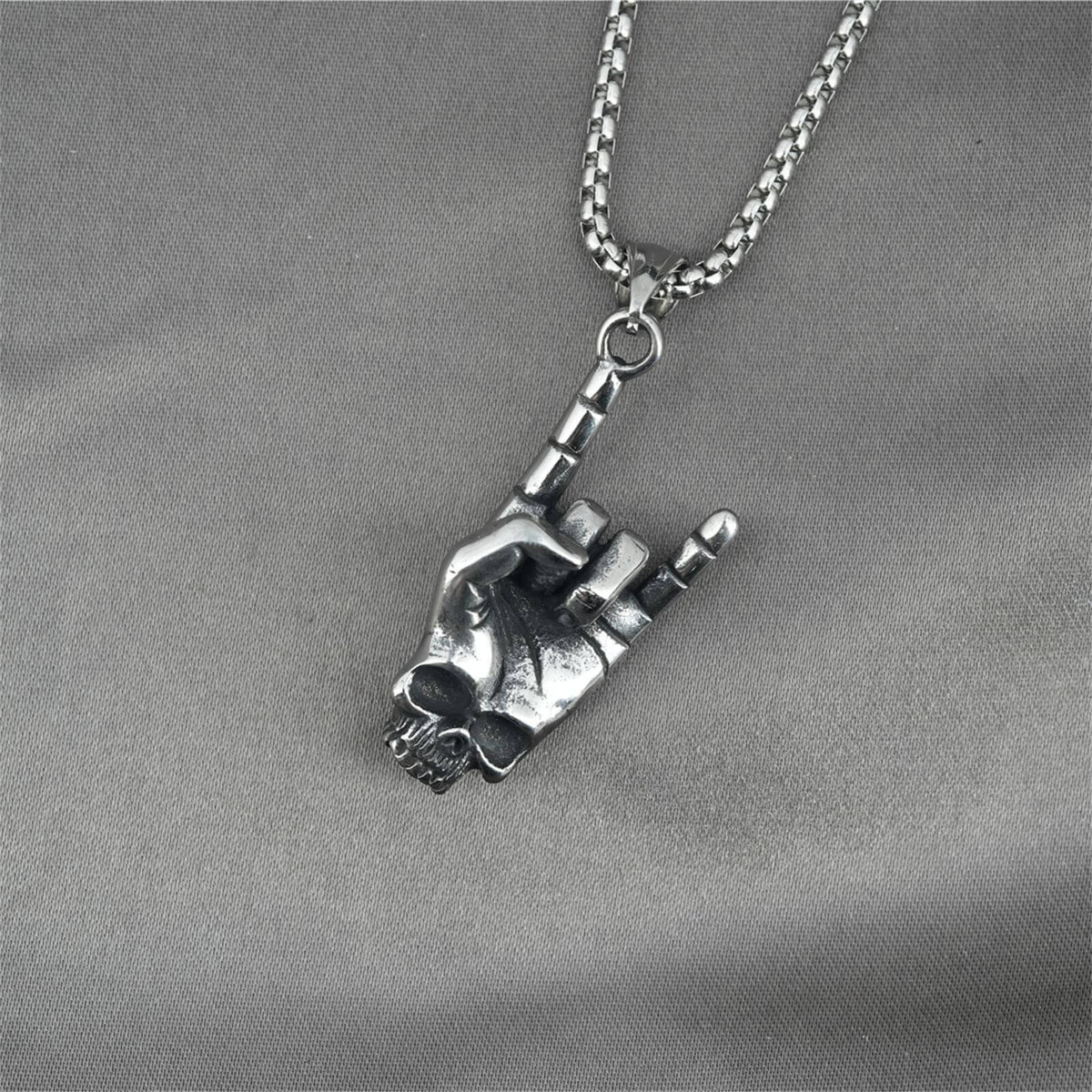 Men's Hip-Hop Rock 'I Love You' Gesture Pendant Necklace