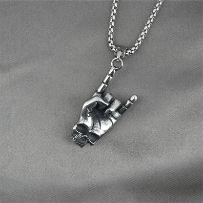 Men's Hip-Hop Rock 'I Love You' Gesture Pendant Necklace