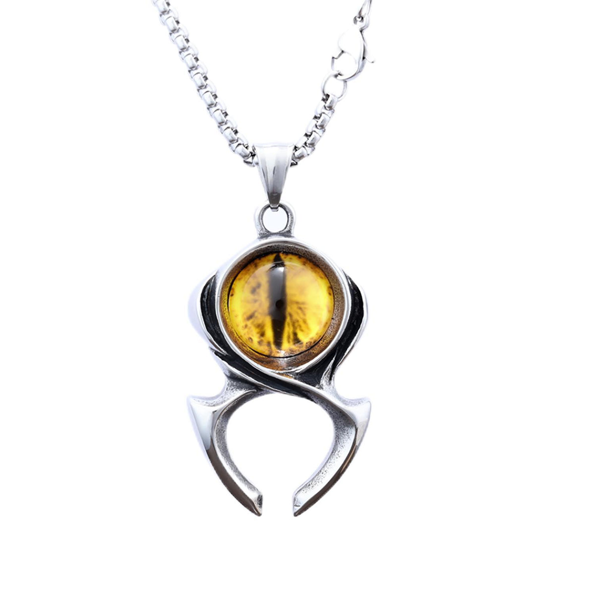 Men's Steel Evil Eye Claw Pendant Necklace