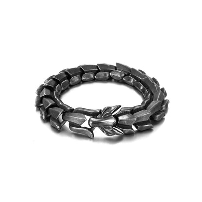 Trendy Punk Men Bracelet, Creative Domineering Dragon Bone Stainless Steel Unique Personality Fashion Wrist Jewelry