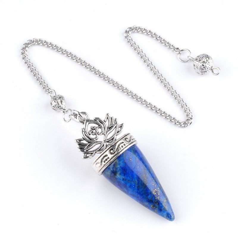 Ancient silver lotus cone meditation yoga crystal spirit pendulum