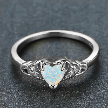 Women's Heart Opal Zirconia ring