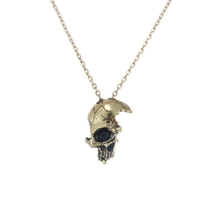 Men's Dark Gothic Half-Face Skull Pendant Necklace