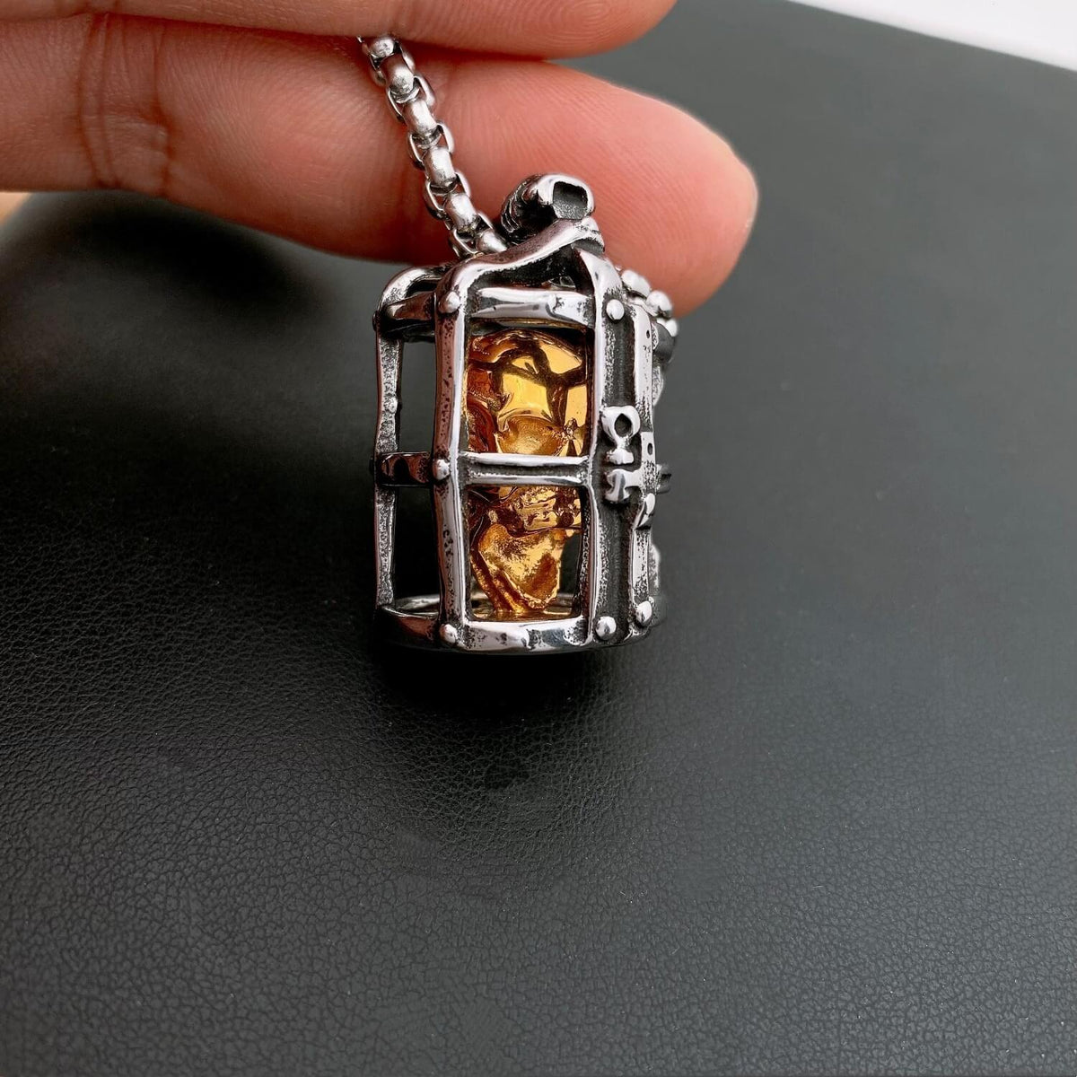 Men's Cage Skull Pendant Necklace