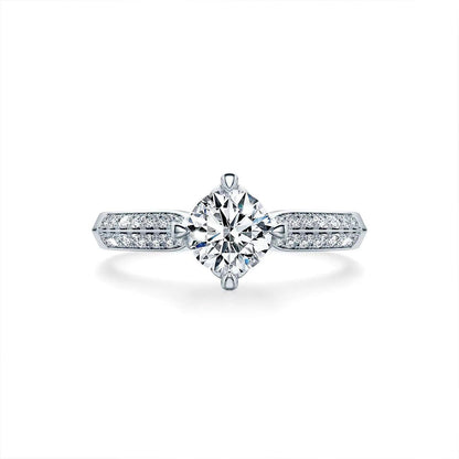 Women's White Gold Double Channel Set Stones Moissanite Adjustable Ring