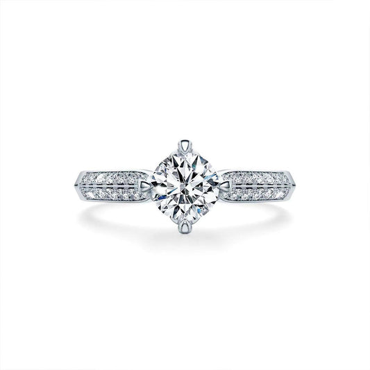 Women's White Gold Double Channel Set Stones Moissanite Adjustable Ring