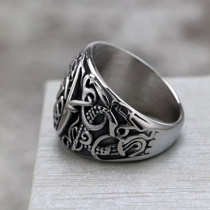 Vintage Solid Stainless Steel Viking Celtic Knot Ring for Men