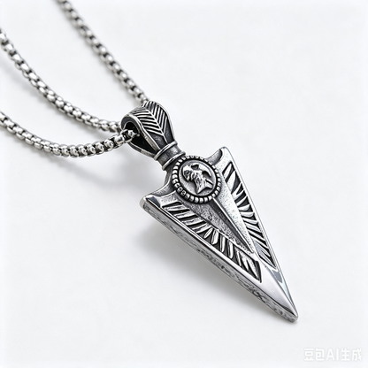 Vintage Stainless Steel Viking Single-sided Triangle Pendant Necklace for Men