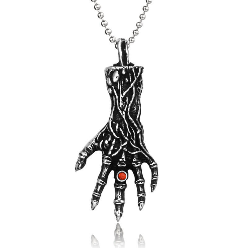 Men's Vintage Skull Hand Pendant Necklace