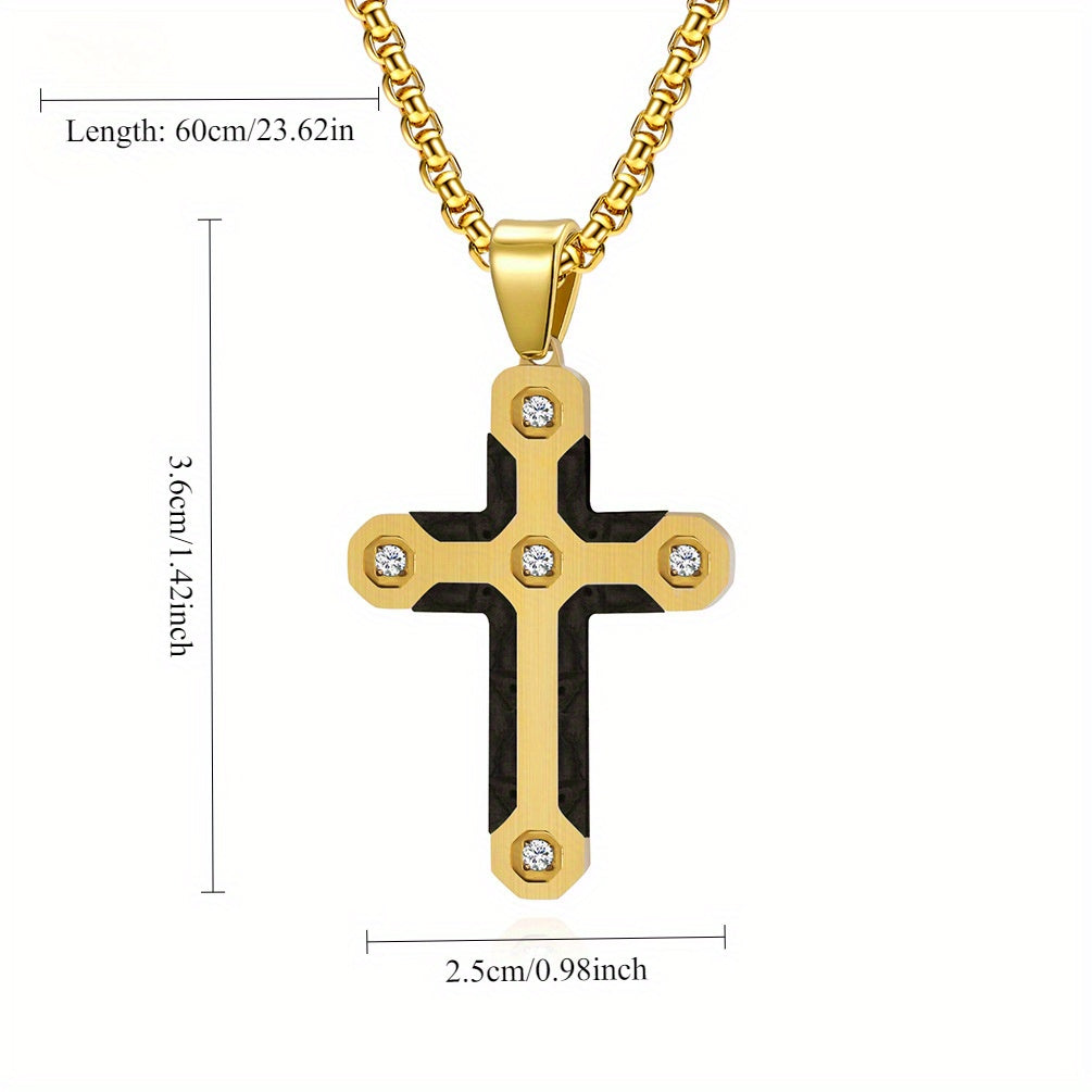 Men's Camouflage Carbon Fiber European-Style Cross Pendant Necklace