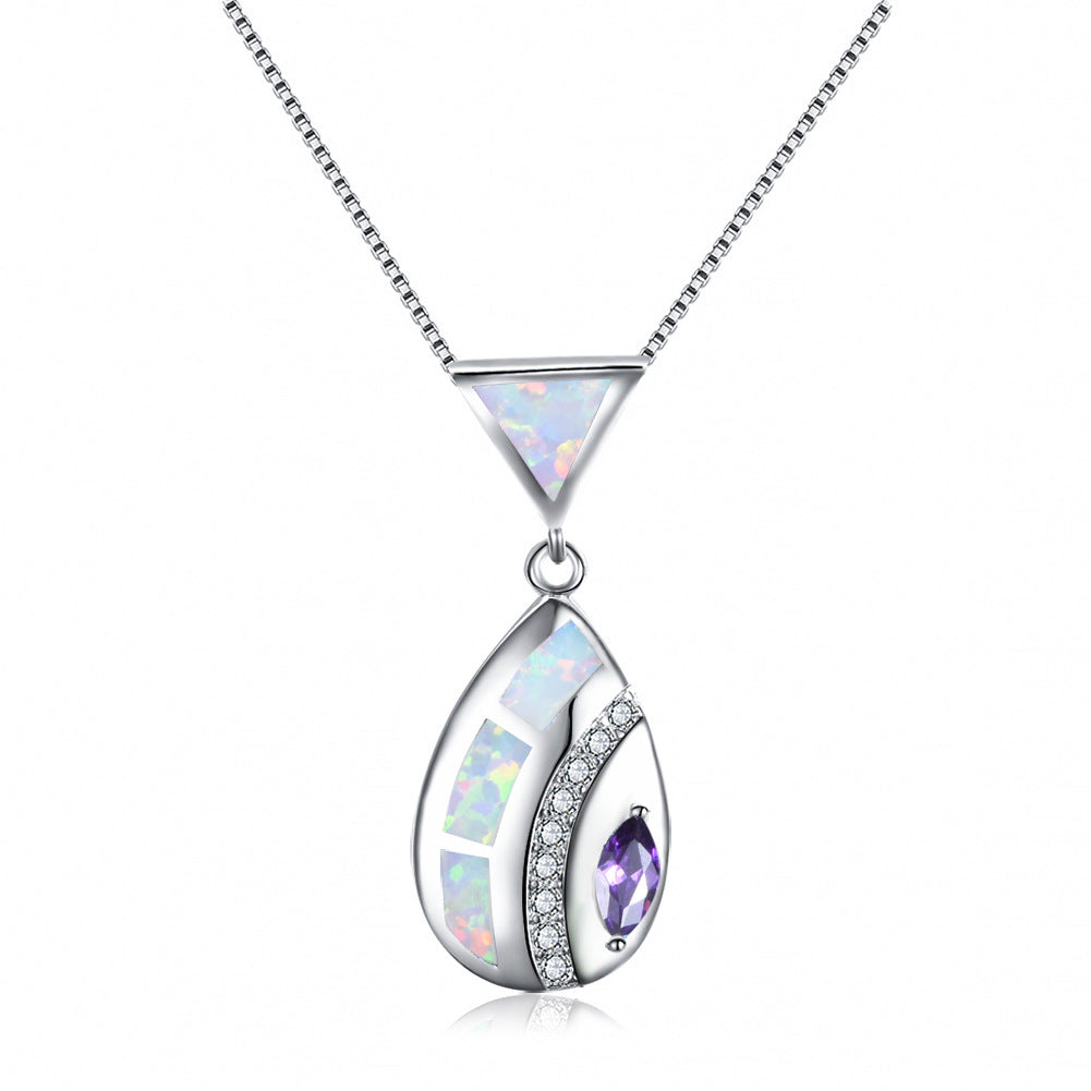 Triangle Opal Waterdrop Necklace