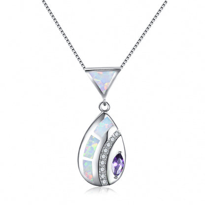 Triangle Opal Waterdrop Necklace