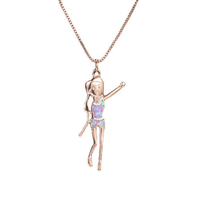 Rose gold and purple opal girl necklace
