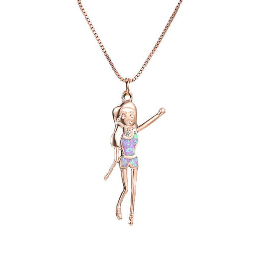 Rose gold and purple opal girl necklace