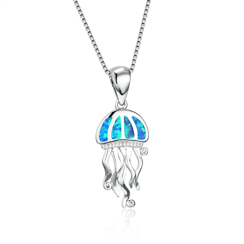Jellyfish Blue Opal Necklace