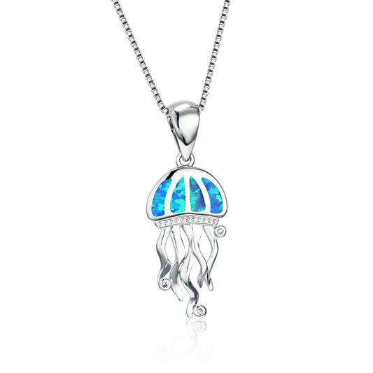 Jellyfish Blue Opal Necklace
