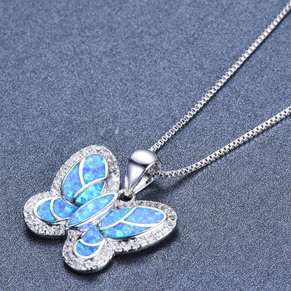 Multi-piece Australian-style small diamond butterfly-shaped pendant necklace