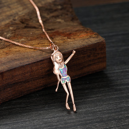 Rose gold and purple opal girl necklace
