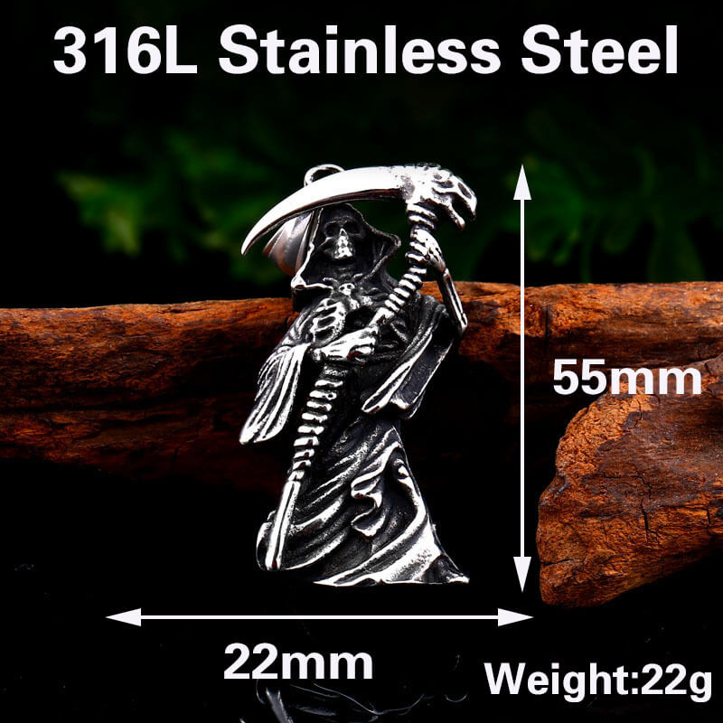 Men's Punk Skull Sickle Pendant Necklace