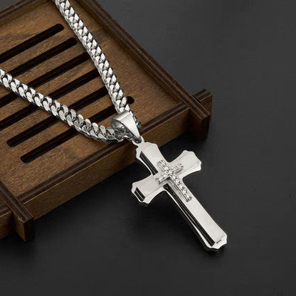 Fashionable And Minimalist Stainless Steel Cross Pendant Necklace
