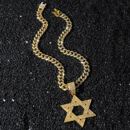 Hip-Hop Style Six-Pointed Star Cuban Chain Pendant Necklace