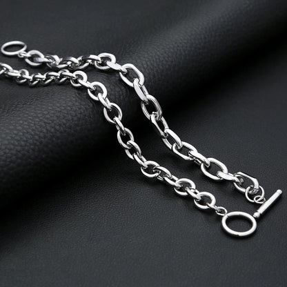 Men's European Trendy OT Clasp Stainless Steel Bracelet, High-End Electroplated Versatile Hip Hop Fashion Wrist Jewelry