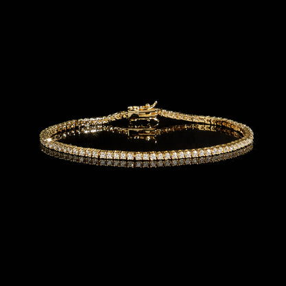 Women&Men's 18k Gold Inlaid With 2mm Zircon Dragon Head Buckle Cuban Tennis Bracelet