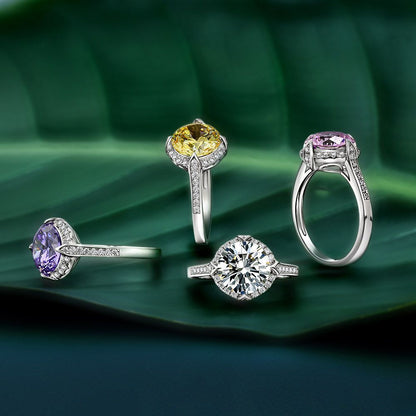 Women's Round Large Main Stone With Surrounded Zirconia Ring