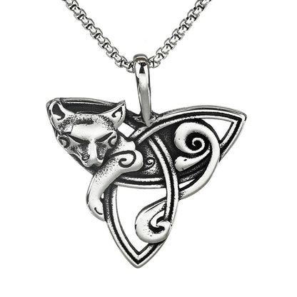 Vintage Stainless Steel Fox Pendant Necklace for Men