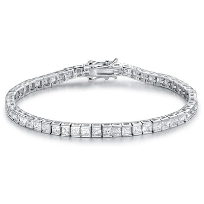 Women&Men's 3*3 Zircon Tennis Bracelet With Eight-Character Buckle