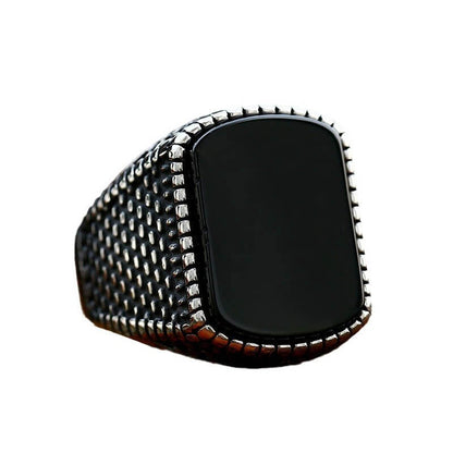 Vintage-Style Men's Ring With Stone Inlay